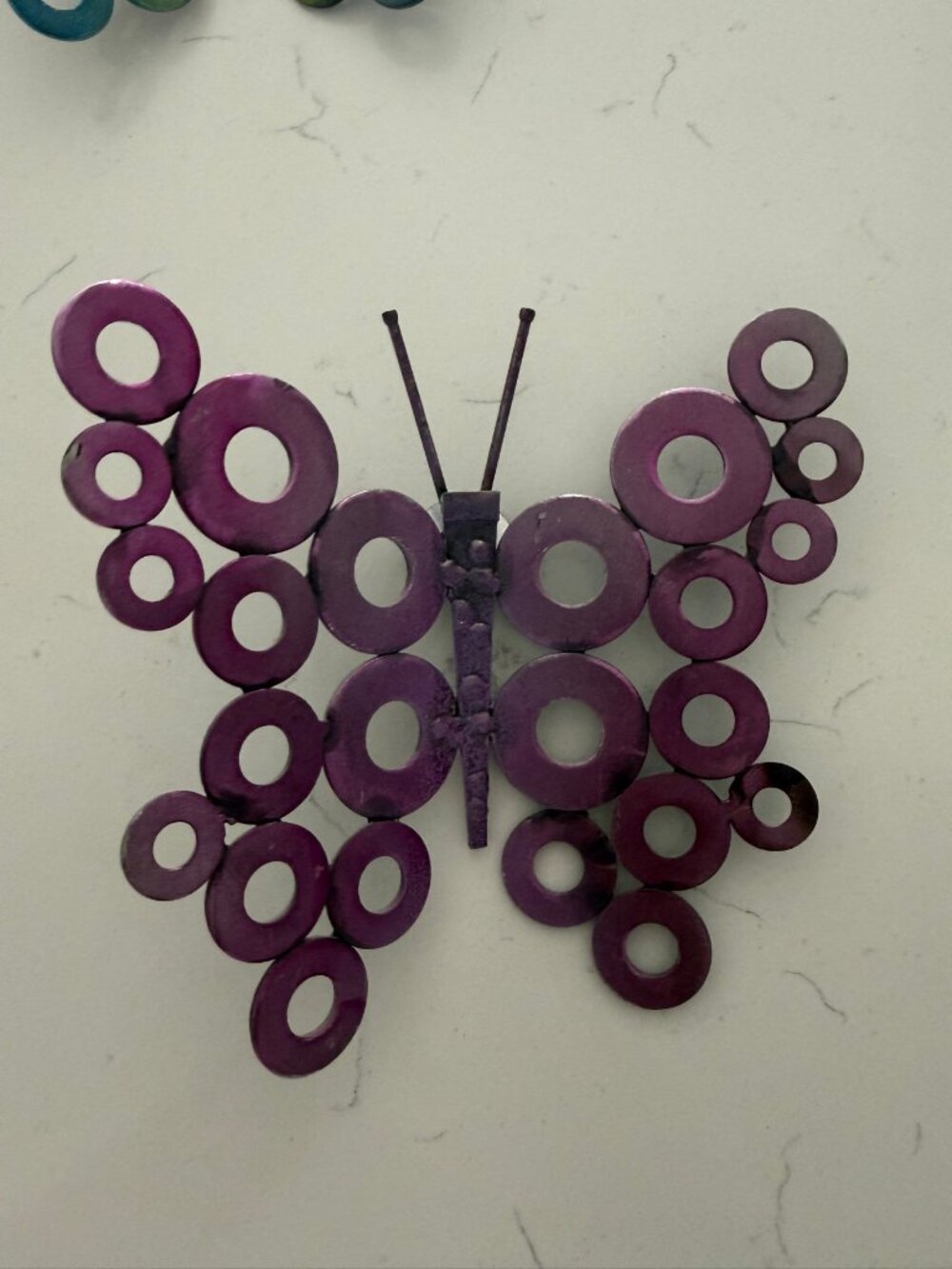 Metal Washer Butterfly Wall Decor Purple Handmade Scrap Metal Art